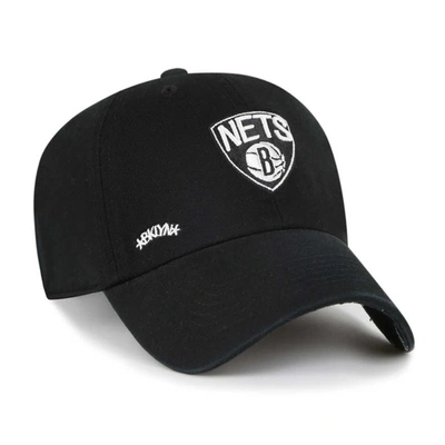 47 '  Black Brooklyn Nets Confetti Undervisor Clean Up Adjustable Hat