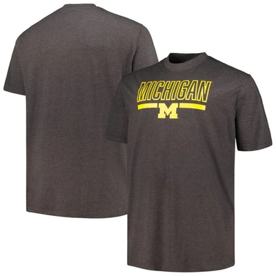 Profile Men's  Heather Charcoal Michigan Wolverines Big And Tall Team T-shirt