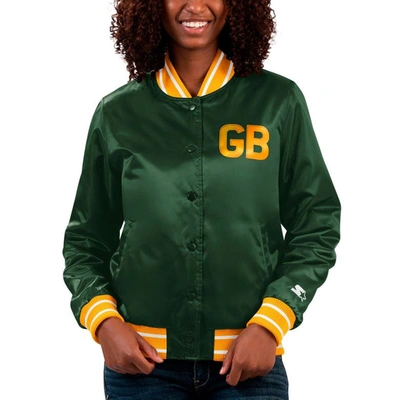 Starter Green Green Bay Packers Full Count Satin Full-snap Varsity Jacket