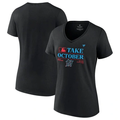Fanatics Branded  Black Miami Marlins 2023 Postseason Locker Room V-neck T-shirt