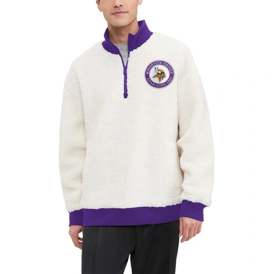 Tommy Hilfiger Cream Minnesota Vikings Jordan Sherpa Quarter-zip Sweatshirt