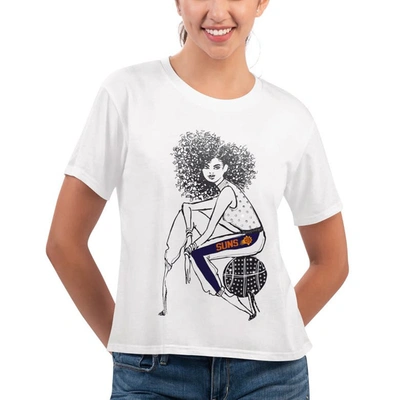 G-iii 4her By Carl Banks White Phoenix Suns Play The Ball Cropped T-shirt