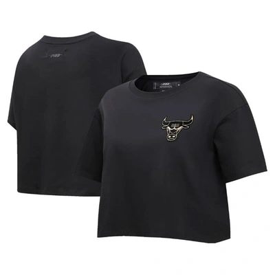 Pro Standard Black Chicago Bulls Holiday Glam Boxy T-shirt
