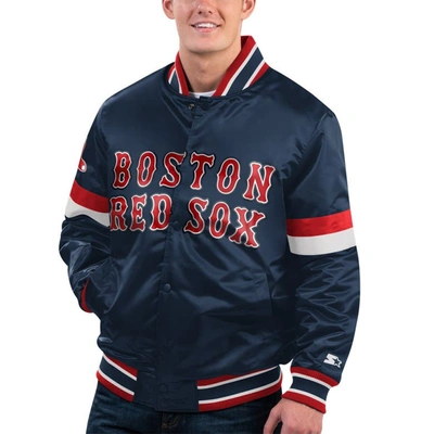 Starter Navy Boston Red Sox Home Game Satin Full-snap Varsity Jacket