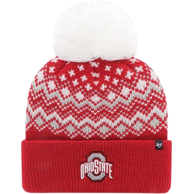 47 ' Scarlet Ohio State Buckeyes Elsa Cuffed Knit Hat With Pom