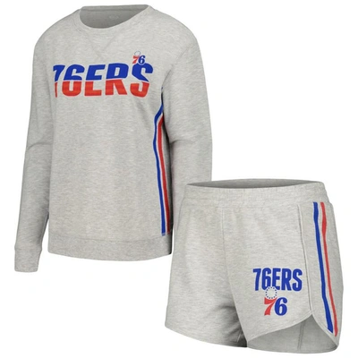 Concepts Sport Gray Philadelphia 76ers Cedar Long Sleeve T-shirt & Shorts Sleep Set