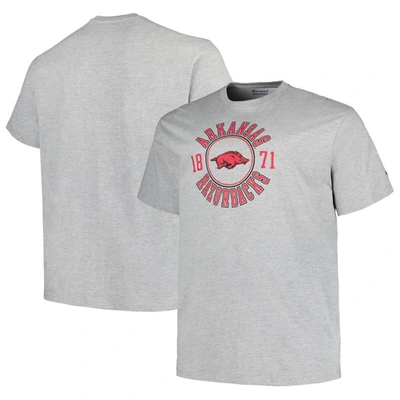 Champion Heather Grey Arkansas Razorbacks Big & Tall Circle Logo T-shirt