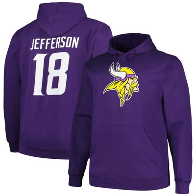 Fanatics Branded Justin Jefferson Purple Minnesota Vikings Big & Tall Fleece Name & Number Pullover