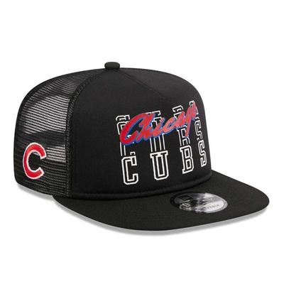 New Era Black Chicago Cubs  Street Team A-frame Trucker 9fifty Snapback Hat