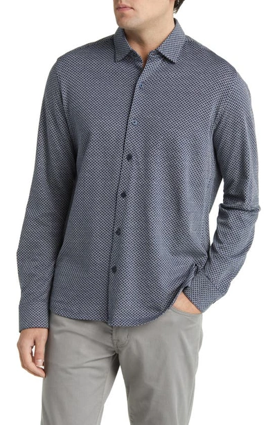 Robert Barakett Pambrun Knit Button-up Shirt In Navy