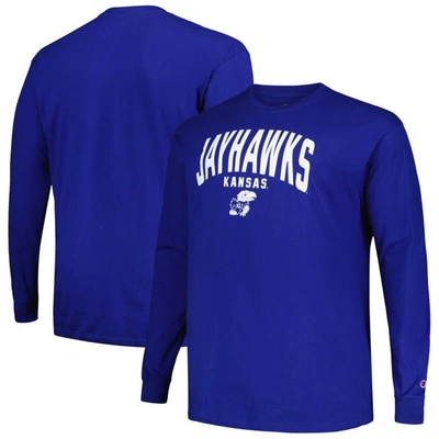 Champion Men's  Royal Kansas Jayhawks Big And Tall Arch Long Sleeve T-shirt