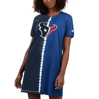 Starter Navy Houston Texans Ace Tie-dye T-shirt Dress