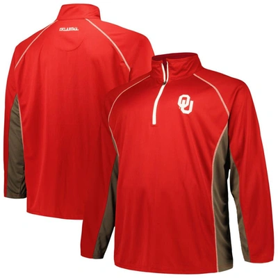 Profile Men's  Crimson Oklahoma Sooners Big And Tall Quarter-zip Raglan Jacket