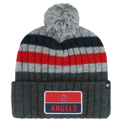 47 ' Gray Los Angeles Angels Stack Cuffed Knit Hat With Pom