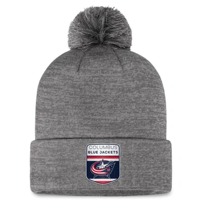 Fanatics Branded  Gray Columbus Blue Jackets Authentic Pro Home Ice Cuffed Knit Hat With Pom