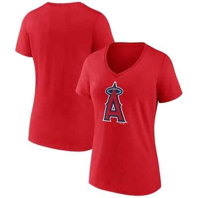 Fanatics Branded Red Los Angeles Angels Core Official Logo V-neck T-shirt