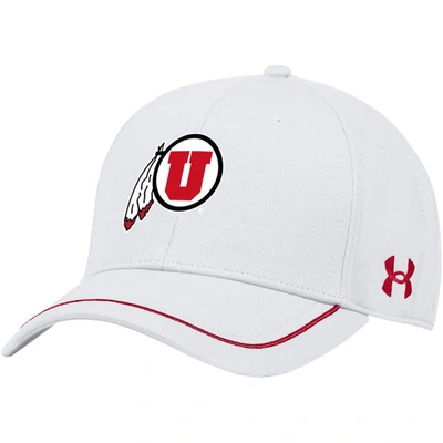 Under Armour White Utah Utes Blitzing Accent Iso-chill Adjustable Hat