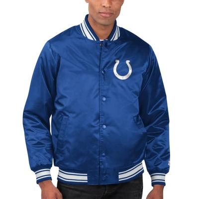 Starter Royal Indianapolis Colts Locker Room Satin Varsity Full-snap Jacket