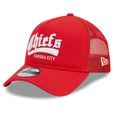 New Era Red Kansas City Chiefs Caliber Trucker 9forty Adjustable Hat