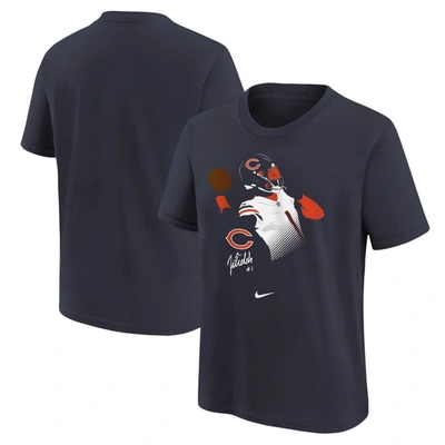 Nike Kids' Big Boys  Justin Fields Navy Chicago Bears Local Player Name And Number T-shirt