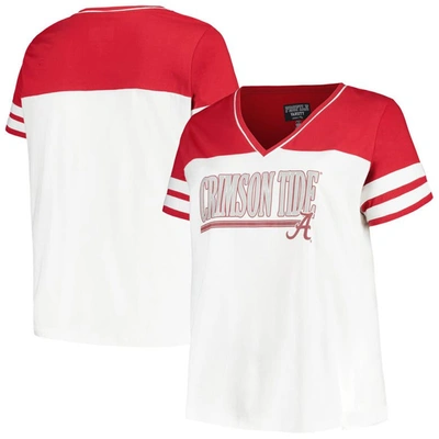 Profile White/crimson Alabama Crimson Tide Plus Size Field Game V-neck T-shirt