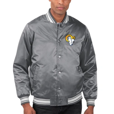 Starter Gray Los Angeles Rams Locker Room Satin Varsity Full-snap Jacket