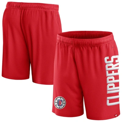 Fanatics Branded Red La Clippers Post Up Mesh Shorts