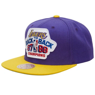 Mitchell & Ness Purple/gold Los Angeles Lakers Hardwood Classics 1987/88 Back-to-back Nba Champions In Purple,gold