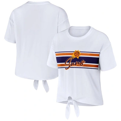 Wear By Erin Andrews White Phoenix Suns Tie-front T-shirt