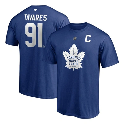 Fanatics Branded John Tavares Blue Toronto Maple Leafs Authentic Stack Name & Number Captain T-shirt