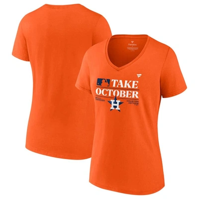 Fanatics Branded  Orange Houston Astros 2023 Postseason Locker Room V-neck T-shirt