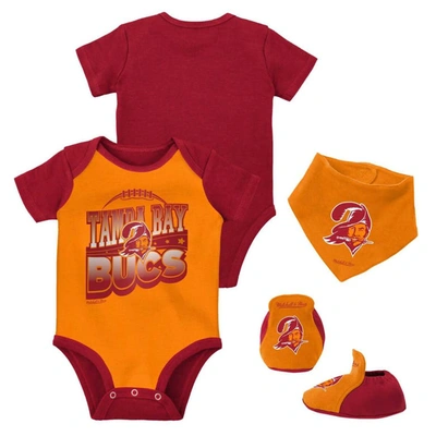 Mitchell & Ness Babies' Newborn & Infant  Orange/red Tampa Bay Buccaneers Throwback Big Score Bodysuit, Bib &