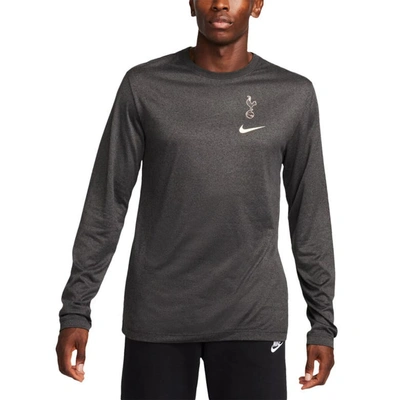 Nike Heather Charcoal Tottenham Hotspur Legend Long Sleeve T-shirt In Black