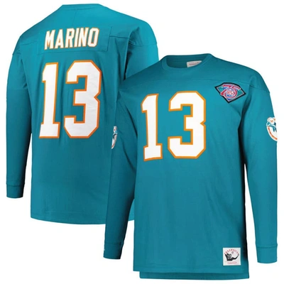 Mitchell & Ness Dan Marino Aqua Miami Dolphins Big & Tall Cut & Sew Player Name & Number Long Sleeve