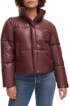 Levi's Water Resistant Faux Leather Puffer Jacket In Chocolate Brown