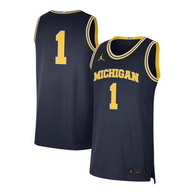 Jordan Brand #1 Navy Michigan Wolverines Limited Authentic Jersey