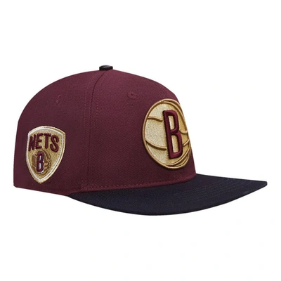 Pro Standard Maroon/black Brooklyn Nets Gold Rush 2-tone Snapback Hat