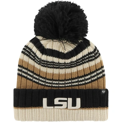 47 Brand '47 Khaki Lsu Tigers Barista Cuffed Knit Hat With Pom