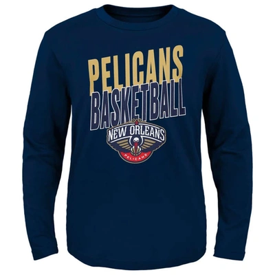 Outerstuff Kids' Preschool Navy New Orleans Pelicans Showtime Long Sleeve T-shirt