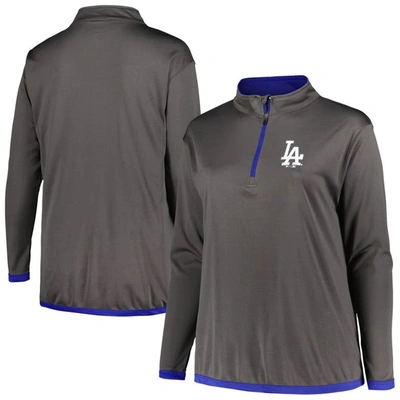 Profile Charcoal Los Angeles Dodgers Plus Size Quarter-zip Jacket