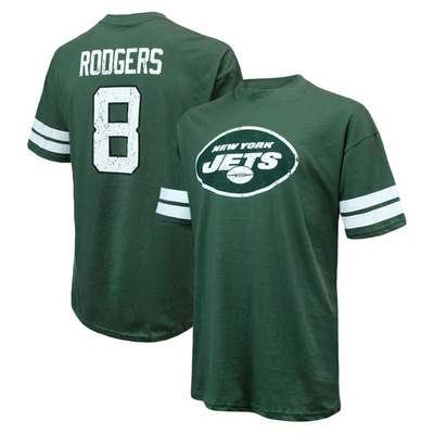 Majestic Men's  Threads Aaron Rodgers Green Distressed New York Jets Name And Number Oversize Fit T-s