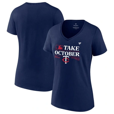 Profile Fanatics Branded  Navy Minnesota Twins 2023 Postseason Locker Room Plus Size V-neck T-shirt