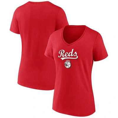 Fanatics Branded Red Cincinnati Reds Team Lockup V-neck T-shirt