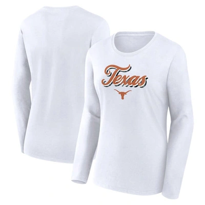 Fanatics Branded White Texas Longhorns Double Team Script Long Sleeve T-shirt
