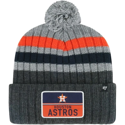 47 ' Gray Houston Astros Stack Cuffed Knit Hat With Pom In Black