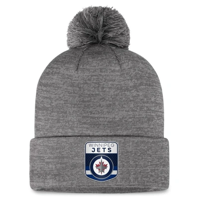 Fanatics Branded  Gray Winnipeg Jets Authentic Pro Home Ice Cuffed Knit Hat With Pom