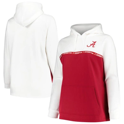 Profile Women's White/crimson Alabama Crimson Tide Plus Size Taping Pullover Hoodie In White Crim