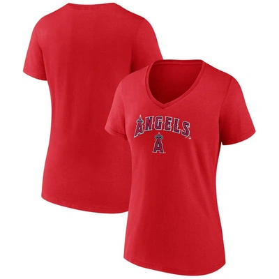 Fanatics Branded Red Los Angeles Angels Team Lockup V-neck T-shirt
