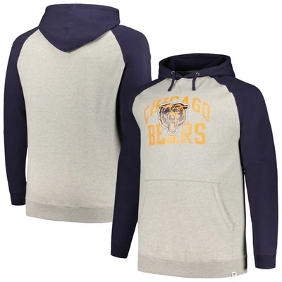 Profile Heather Gray/navy Chicago Bears Big & Tall Favorite Arch Throwback Raglan Pullover Hoodie