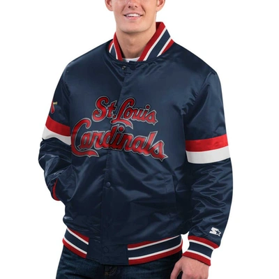 Starter Navy St. Louis Cardinals Home Game Satin Full-snap Varsity Jacket